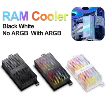Охладител памет 4Pin PWM/5V 3Pin ARGB RAM Air AIO на Вентилатора-Охладител с Двойно 50 мм вентилатор, Охладител радиатора ram 60-3600 об/мин за охлаждане на DDR4 DDR5