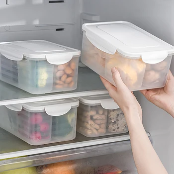 Прозрачен Хладилник с 4 Отделения За Съхранение на продукти, Зеленчуци и плодове, По-Хрупкави, Кошница за съхранение в хладилник