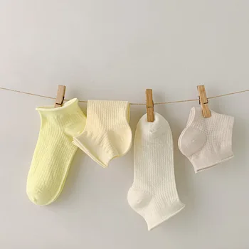 Пролет-лято обикновена памучни къси чорапи Kawaii с ниска тръба, Тънки чорапи дишащи-лодка Harajuku за дами и момичета