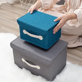 Сгъваема кутия за съхранение на Гардероб-органайзер с капак и кожени дръжки Големи Домашни шкафове-организаторите на Кутии за съхранение на дрехи
