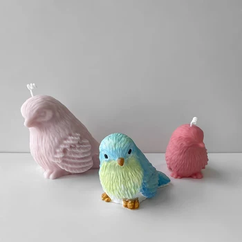 Силиконова форма с 3D птици, Форма за ароматни свещи, Гипсова форма за ръчно изработени сапуни, Форма за капково гел от смола, Сладки животни, Перца за дома, занаяти