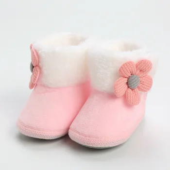 Сладък детски обувки на принцесата, мека зимни обувки за деца, обувки за момчета и момичета с кашемировыми чорапи, обувки за новородено, обувки согревающая