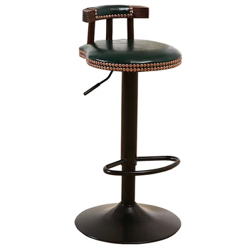 Стилен дървен бар стол Скандинавски черен цвят с регулируем дизайн, стол за ресторант, Хол, кухня, стол за домашен декор
