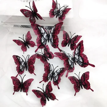 Украса за Хелоуин от крафт-хартия 3D Роза Череп Призрак Пеперуди Стикери за стена Фестивал призраци Двуслойни етикети с бухалка и паяк