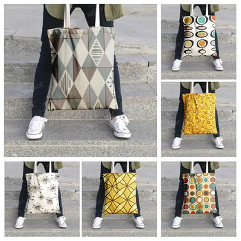 Холщовая чанта през рамо, чанти за организиране на съхранение на козметика, пътна женствена чанта за пазаруване, текстилен калъф в скандинавски стил бохо, адаптивни