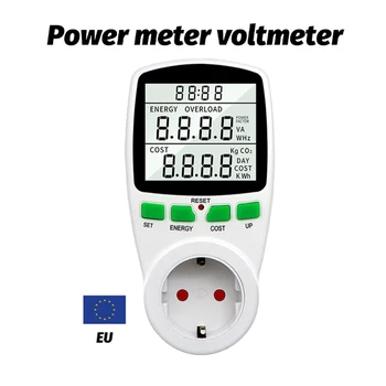 Цифров електромера Ваттметр Изход за фактуриране Брояч на енергия кВтч Напрежение Честота на Монитора на Електроенергия Штепсельная вилица ЕС